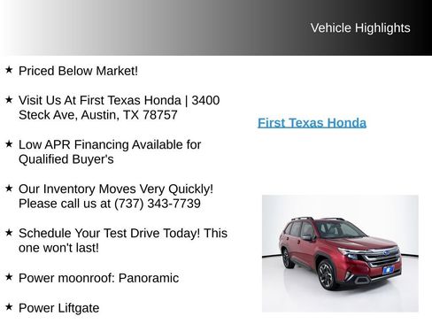 Used 2025 Subaru Forester Limited w/ Popular Package #2 AWD/4WD image 10