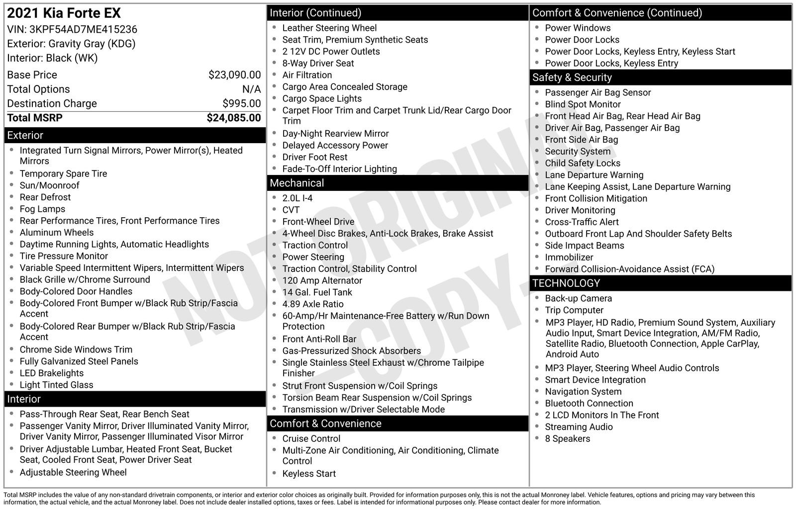 Certified 2021 Kia Forte EX FWD image 3