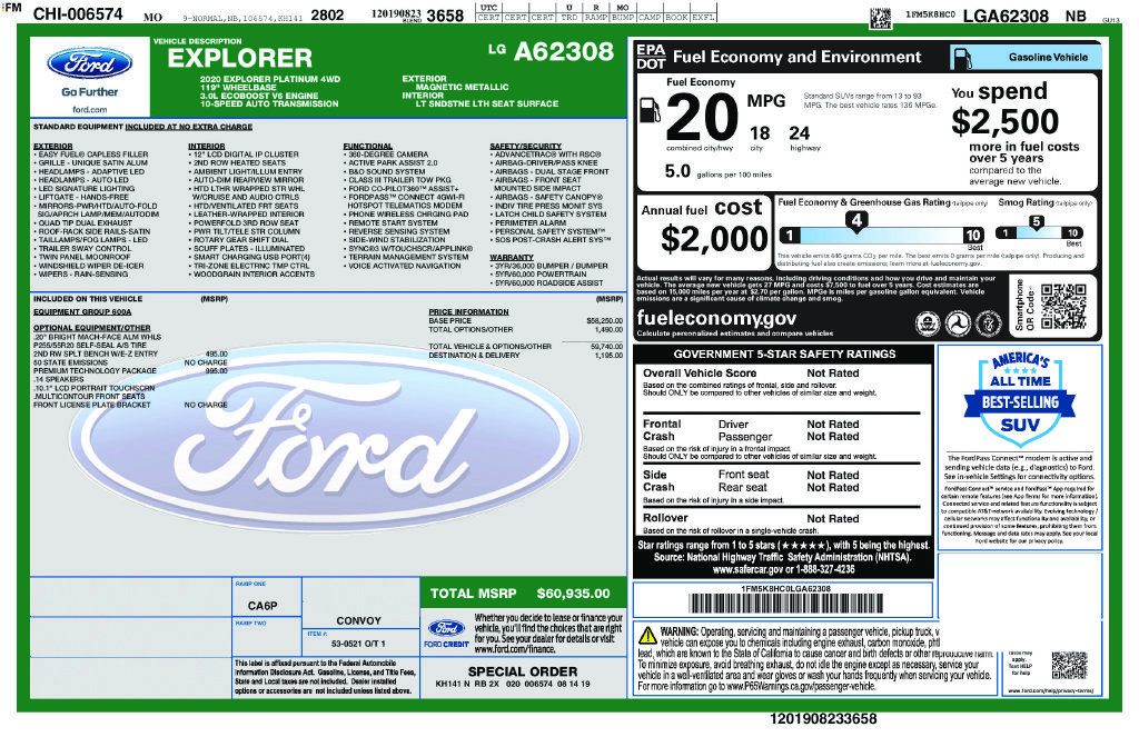 Used 2020 Ford Explorer Platinum w/ Premium Technology Package AWD/4WD image 44