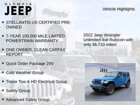 Certified 2022 Jeep Wrangler Unlimited Rubicon 4xe w/ Steel Bumper Group image 7