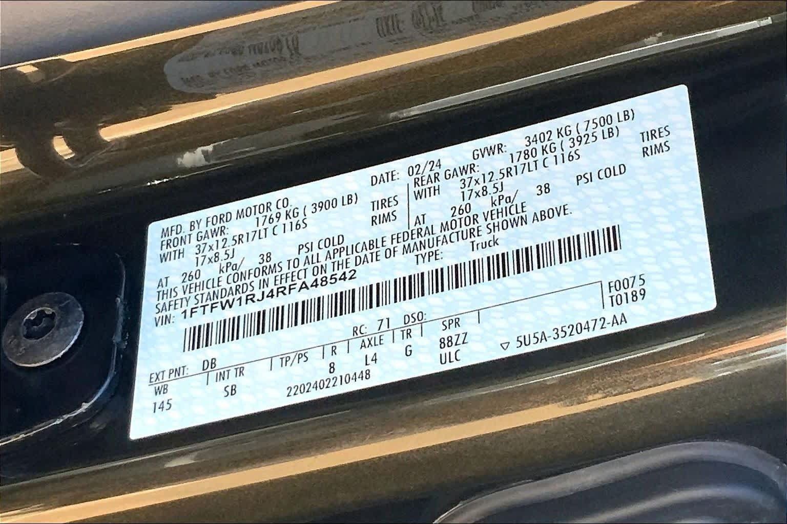 Used 2024 Ford F150 Raptor w/ Equipment Group 803A Raptor R AWD/4WD image 37