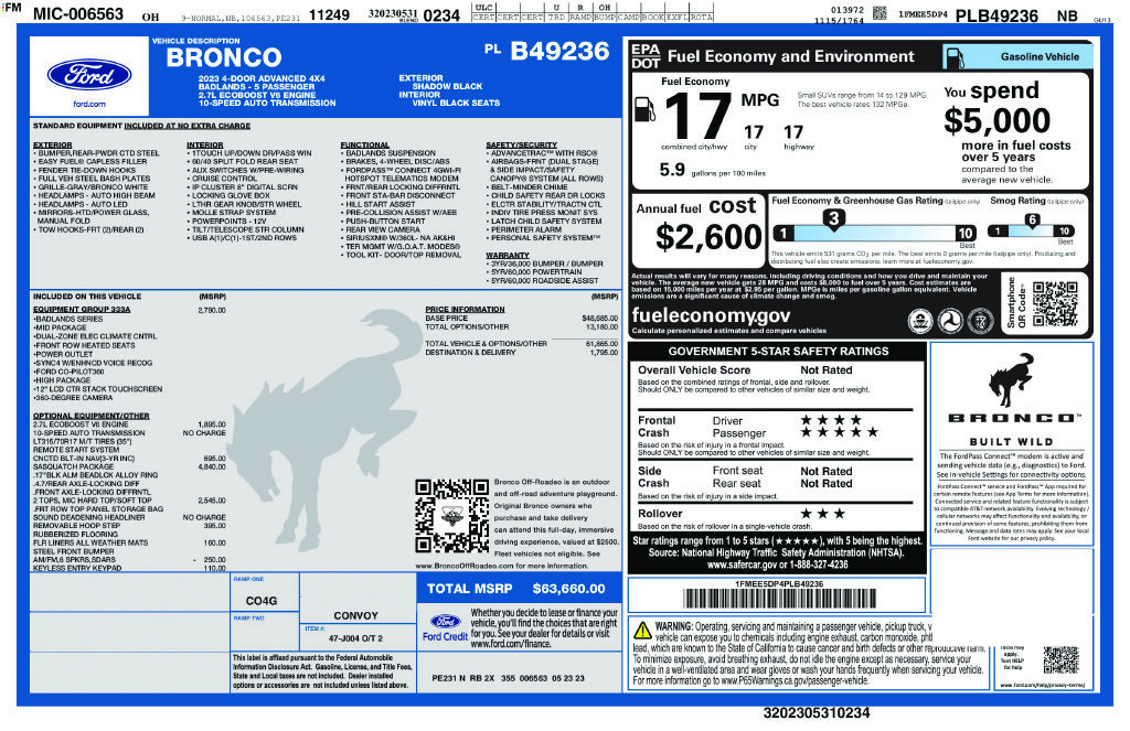 Used 2023 Ford Bronco Badlands w/ Sasquatch Package AWD/4WD image 5