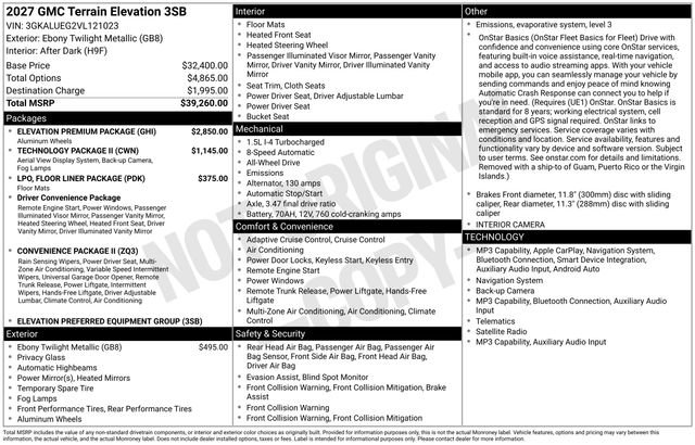 New 2027 GMC Terrain Elevation w/ Elevation Premium Package AWD/4WD image 3