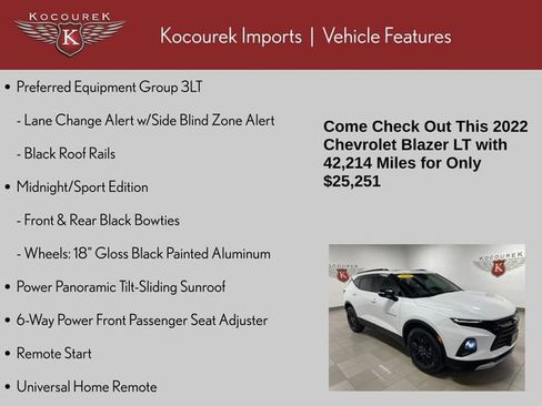 Used 2022 Chevrolet Blazer LT w/ Midnight/Sport Edition AWD/4WD image 5