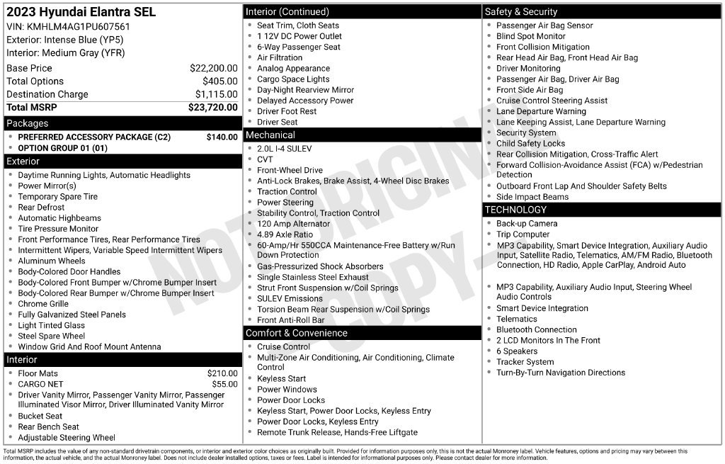 Used 2023 Hyundai Elantra SEL w/ Preferred Accessory Package FWD image 11