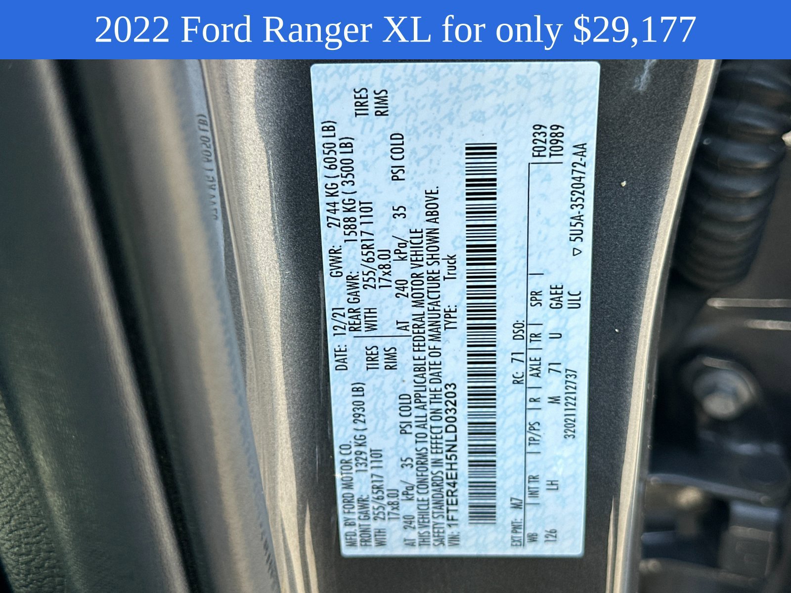 Used 2022 Ford Ranger XL w/ Equipment Group 101A High RWD image 27