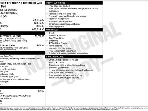 Used 2006 Nissan Frontier XE w/ (G01) XE Preferred Pkg image 4