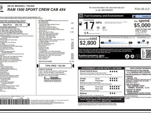 Used 2016 RAM 1500 Sport w/ Stinger Yellow Sport Package image 61