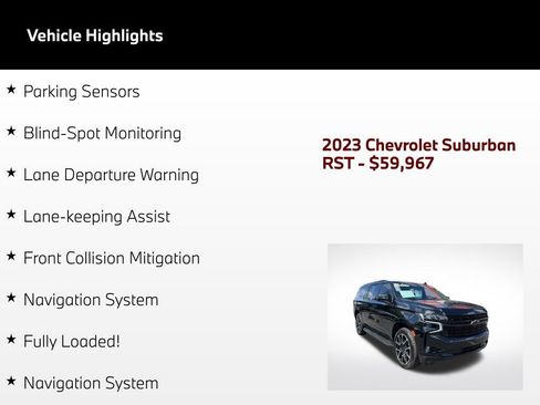 Used 2023 Chevrolet Suburban RST w/ Luxury Package AWD/4WD image 5