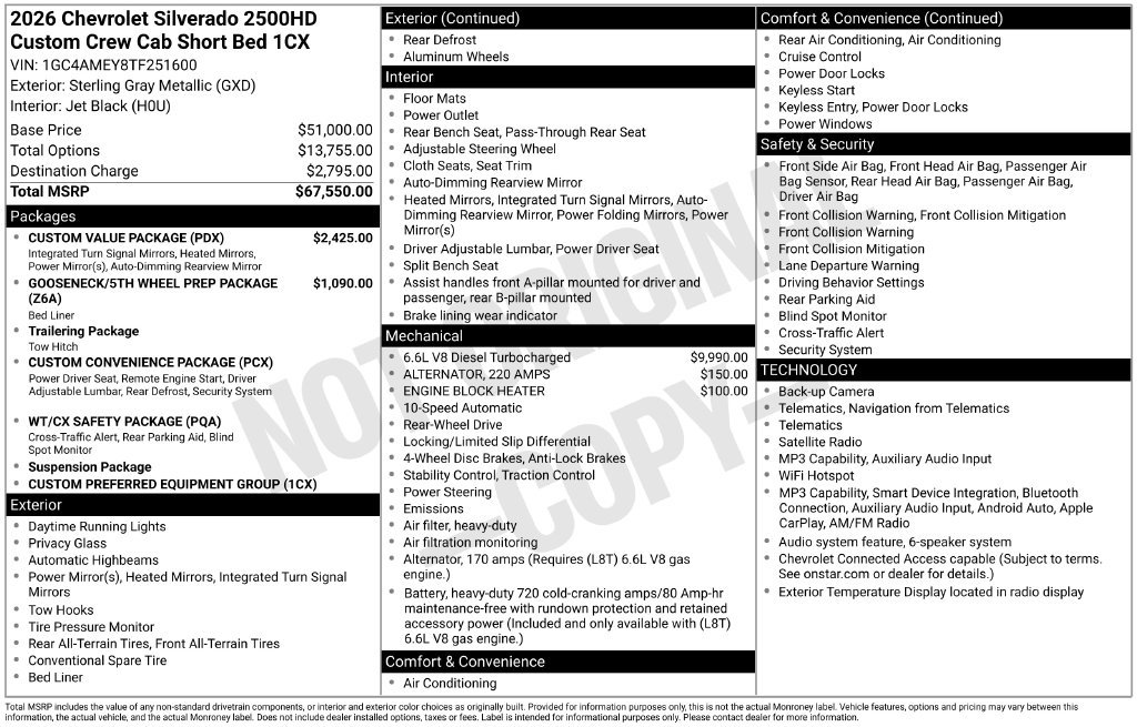 New 2026 Chevrolet Silverado 2500 Custom w/ Custom Value Package RWD image 25