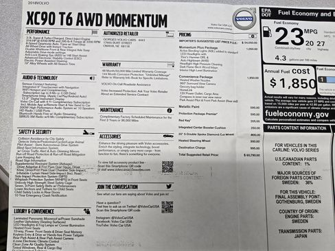 Used 2018 Volvo XC90 T6 Momentum w/ Convenience Package image 68