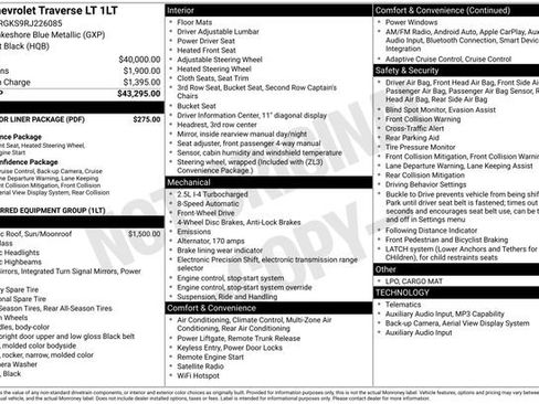 Used 2024 Chevrolet Traverse LT w/ LPO, Floor Liner Package FWD image 4