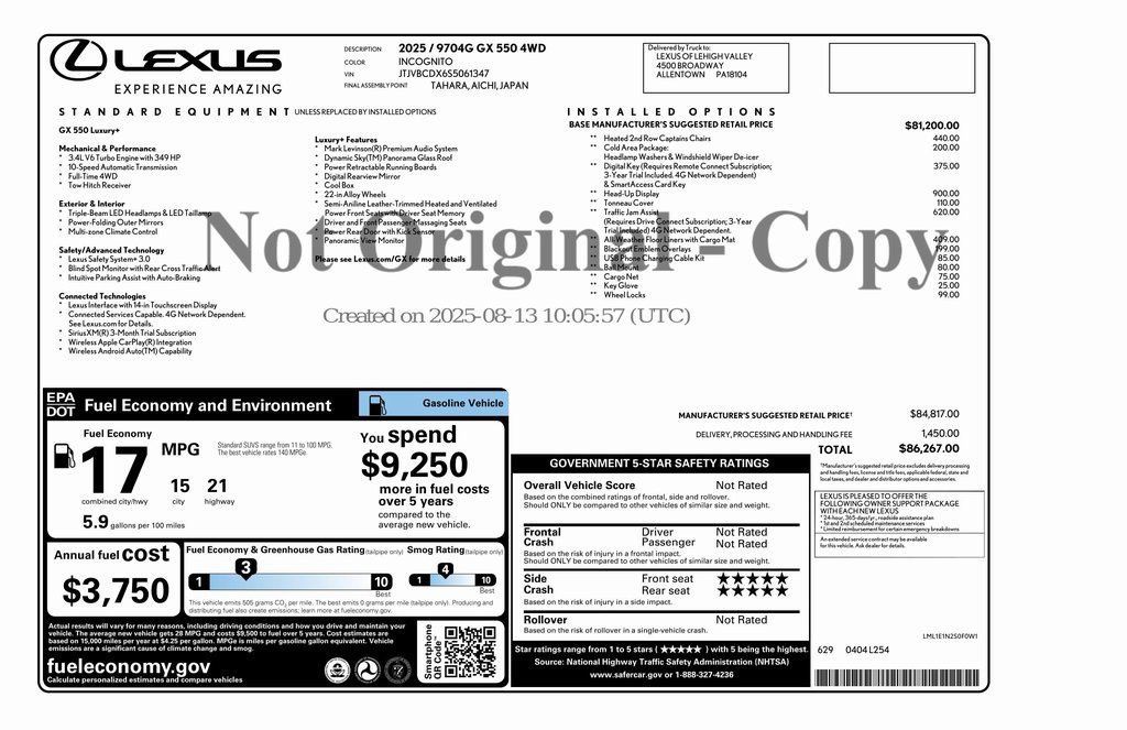 Used 2025 Lexus GX 550 w/ Accessory Package (2T) AWD/4WD image 6