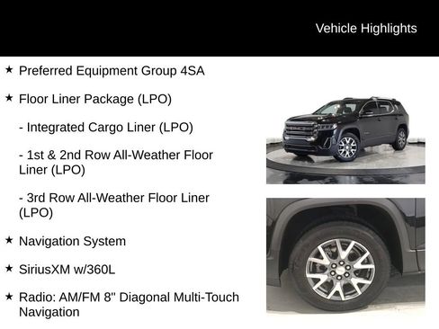 Used 2022 GMC Acadia SLT w/ LPO, Floor Liner Package FWD image 7