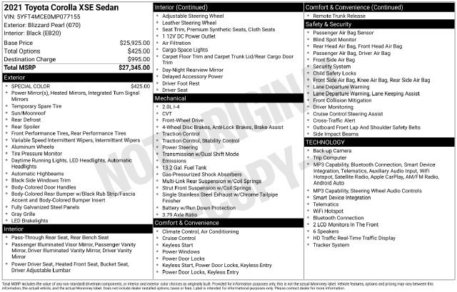 Certified 2021 Toyota Corolla XSE FWD image 32