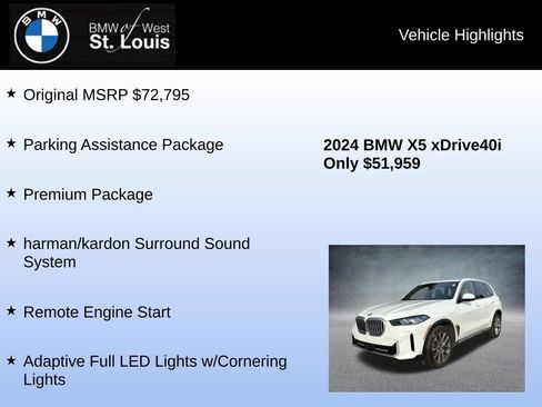Used 2024 BMW X5 xDrive40i w/ Premium Package AWD/4WD image 8