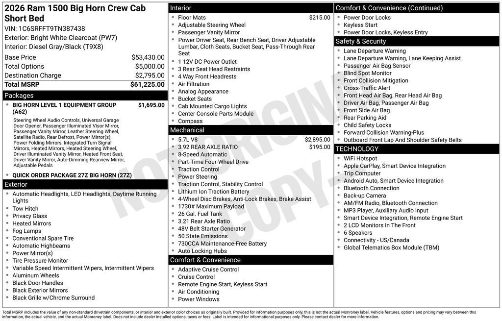 New 2026 RAM 1500 Big Horn AWD/4WD image 5