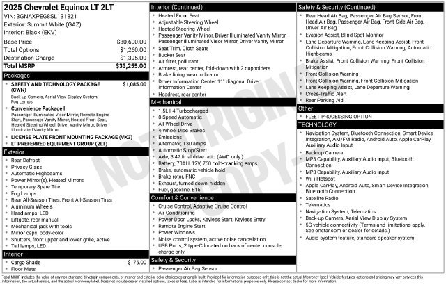 Used 2025 Chevrolet Equinox LT w/ Safety and Technology Package AWD/4WD image 48