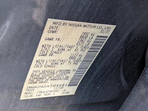 Used 2020 Nissan Titan S w/ Protection Package 1 image 15