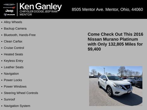 Used 2016 Nissan Murano Platinum w/ Platinum Technology Package AWD/4WD image 5