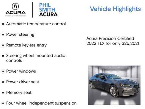 Certified 2022 Acura TLX FWD image 9