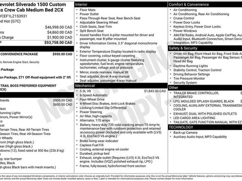 Used 2020 Chevrolet Silverado 1500 Custom Trail Boss w/ Custom Convenience Package AWD/4WD image 7