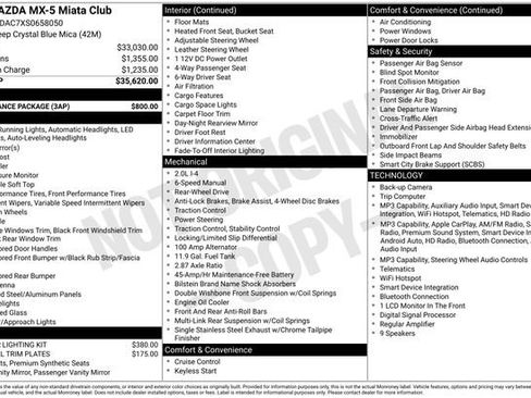Used 2025 MAZDA MX-5 Miata Club w/ Appearance Package RWD image 20