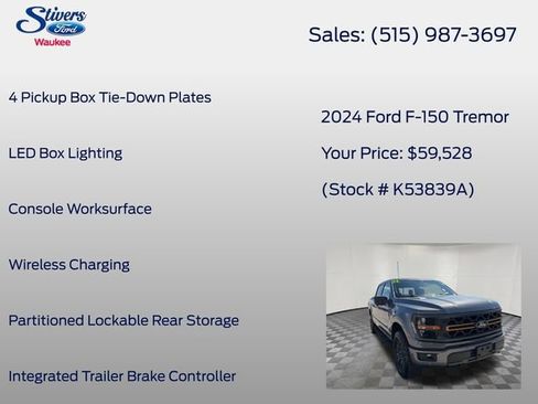 Certified 2024 Ford F150 Tremor w/ Bed Utility Package AWD/4WD image 22