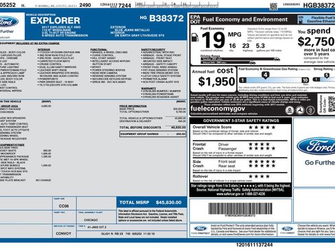 Used 2017 Ford Explorer XLT w/ Equipment Group 202A AWD/4WD image 1