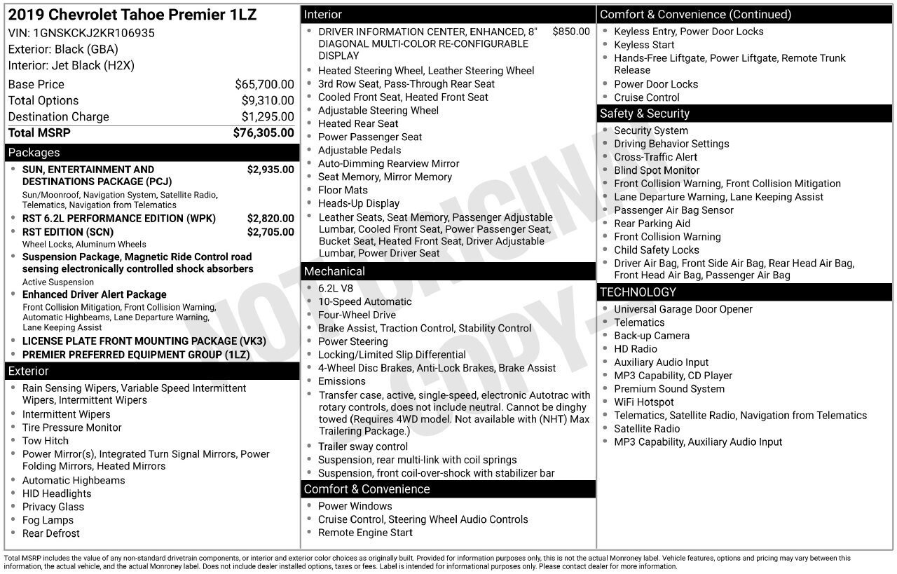 Used 2019 Chevrolet Tahoe Premier AWD/4WD image 45