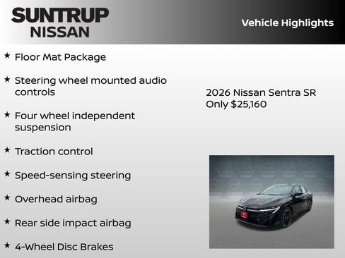 New 2026 Nissan Sentra SR w/ Floor Mat Package FWD image 8