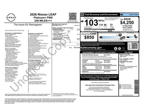 New 2026 Nissan Leaf Platinum+ w/ Cargo Package (Platinum+) FWD image 6