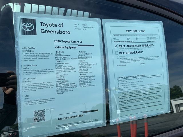 Used 2026 Toyota Camry LE FWD image 46