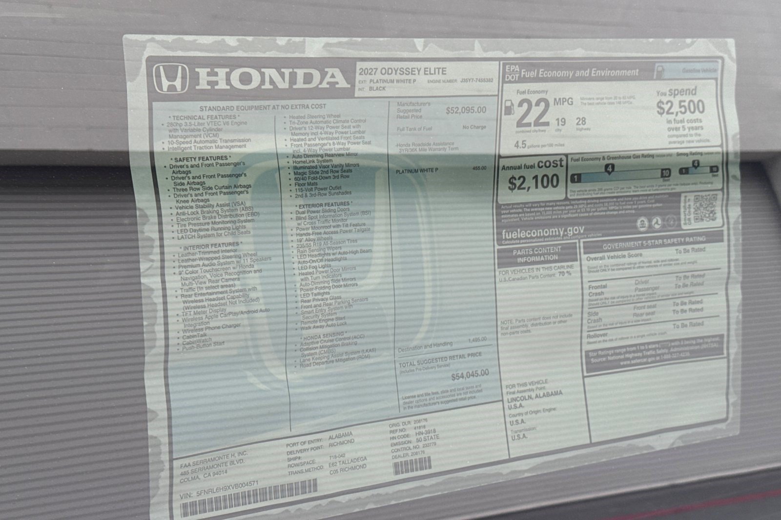 New 2027 Honda Odyssey Elite image 35