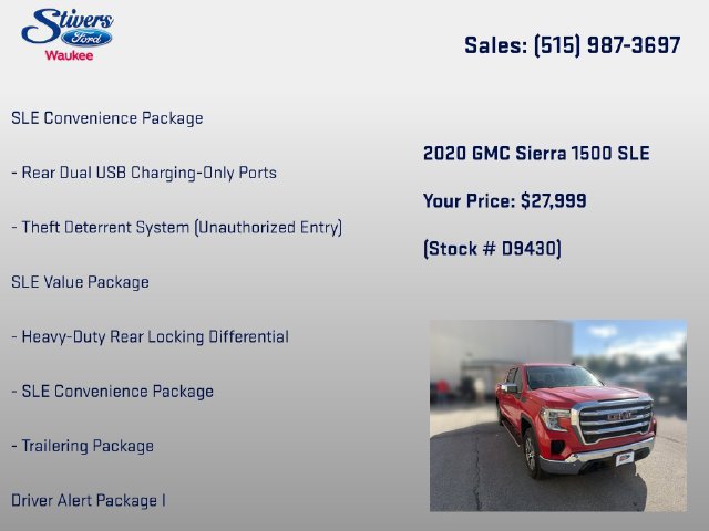 Used 2020 GMC Sierra 1500 SLE w/ SLE Value Package AWD/4WD image 31