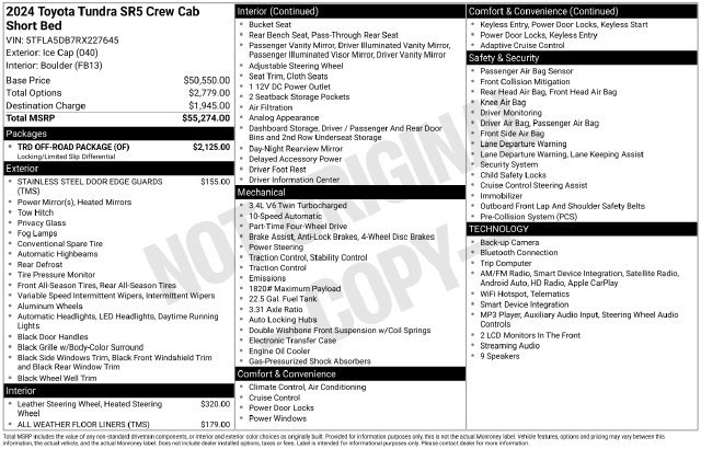 Used 2024 Toyota Tundra SR5 w/ TRD Off-Road Package AWD/4WD image 28
