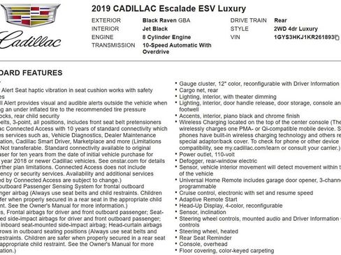 Used 2019 Cadillac Escalade ESV Luxury RWD image 11