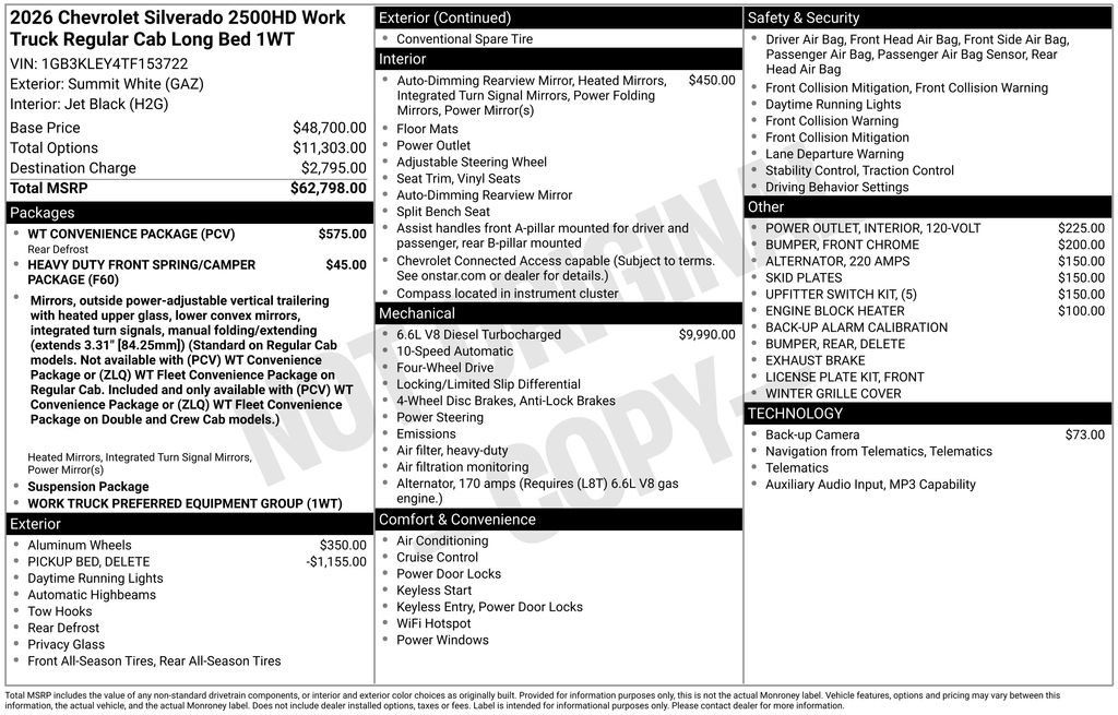 New 2026 Chevrolet Silverado 2500 W/T w/ WT Convenience Package AWD/4WD image 14