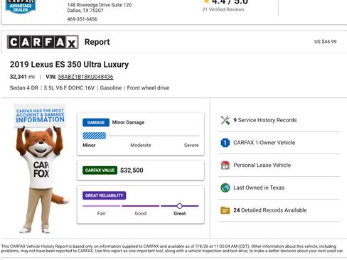 Used 2019 Lexus ES 350 w/ Premium Package FWD image 5