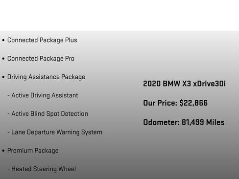 Used 2020 BMW X3 xDrive30i w/ Premium Package AWD/4WD image 6