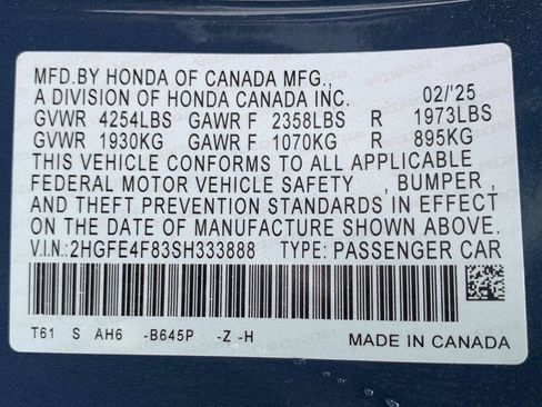 Certified 2025 Honda Civic FWD Hybrid Sedan image 41