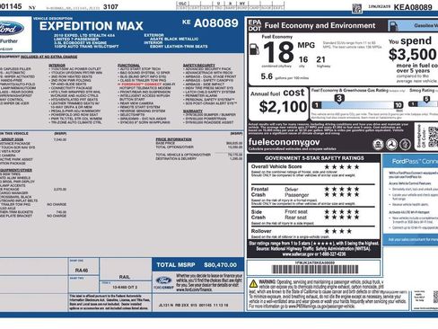 Used 2019 Ford Expedition Max Limited w/ Equipment Group 303A AWD/4WD image 14