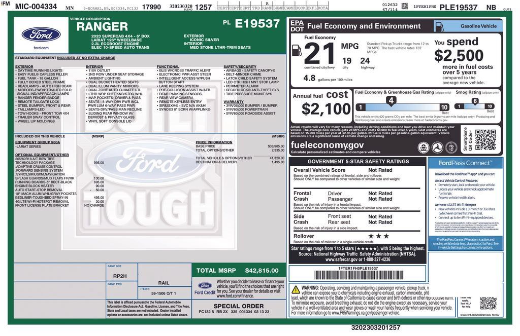 Used 2023 Ford Ranger Lariat w/ Technology Package AWD/4WD image 29