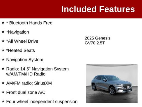 Used 2025 Genesis GV70 2.5T AWD/4WD image 3