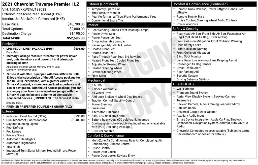 Used 2021 Chevrolet Traverse Premier AWD/4WD image 40