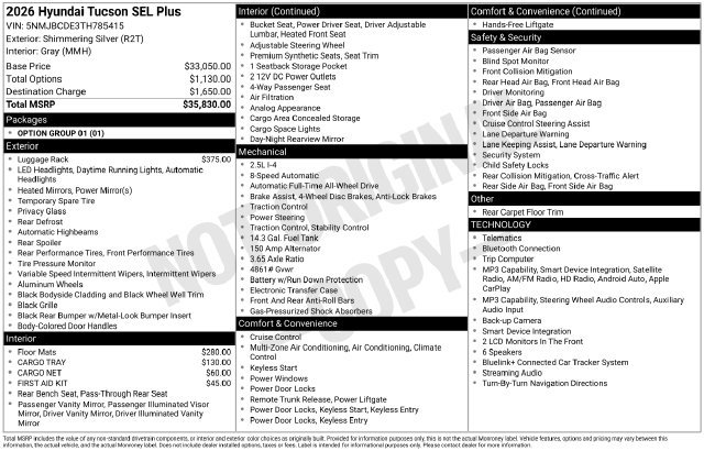 New 2026 Hyundai Tucson SEL Plus AWD/4WD image 11