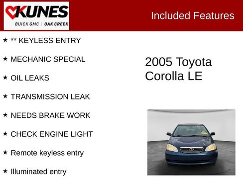 Used 2005 Toyota Corolla LE w/ Audio Value Pkg FWD image 2