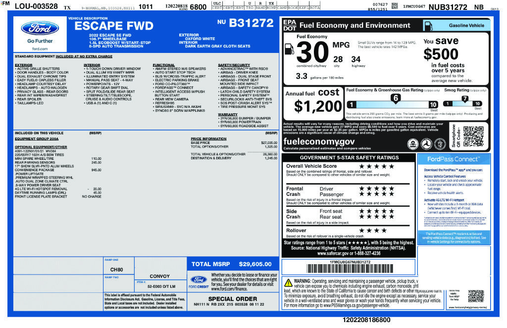 Used 2022 Ford Escape SE w/ Convenience Package FWD image 26
