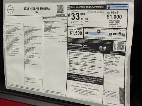 New 2026 Nissan Sentra SV w/ Floor Mat Package FWD image 13