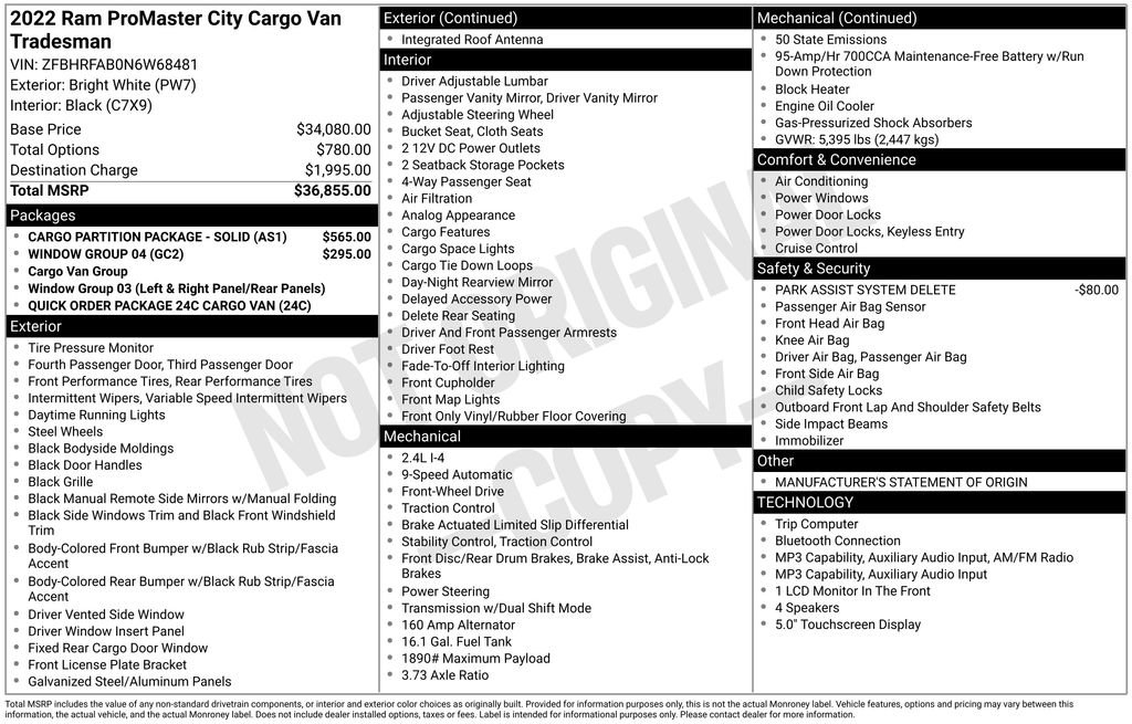 Used 2022 RAM ProMaster City Tradesman FWD image 9